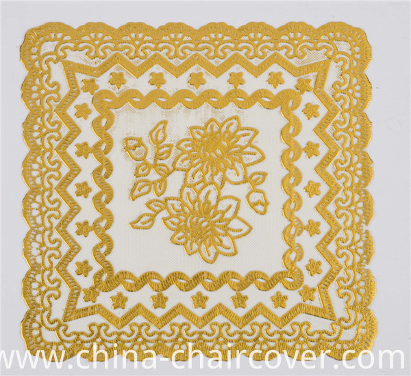 20cm Round Shape Gold Lace PVC Doily Feature Oilproof, Waterproof